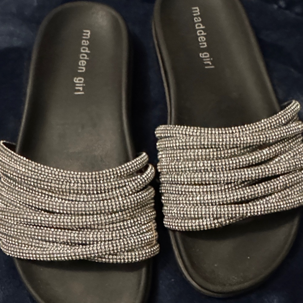Madden Girl Black Sandals with Silver Straps